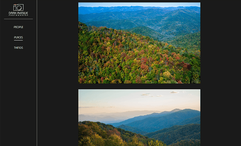 Fig. 2 - Category page on Dark Avenue Photography